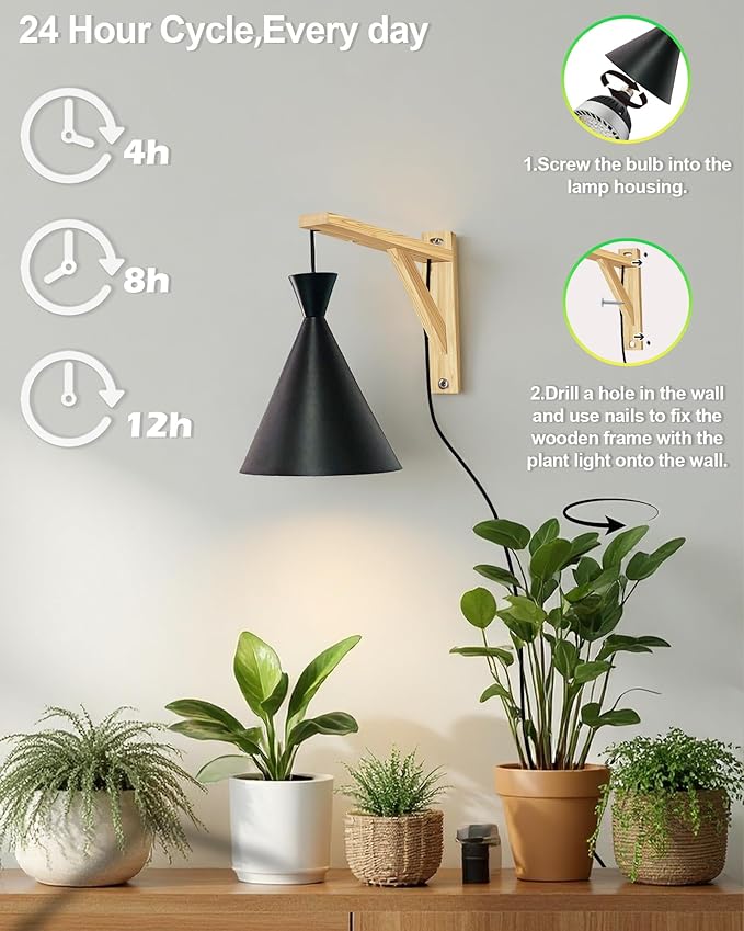 Arikashi Hanging Grow Light LED Growing Light Full Spectrum for Indoor Plants4/8/12H Timer Height Adjustable Grow Lamp for Large Plants