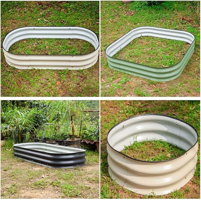 Oval Planter Raised Beds Raised Garden Bed Outdoor Galvanized Metal Planter Box Multi-Size Modular Garden Bed Kit Oval Versatile Planting (Color : Gray Size : 150x60x20cm)
