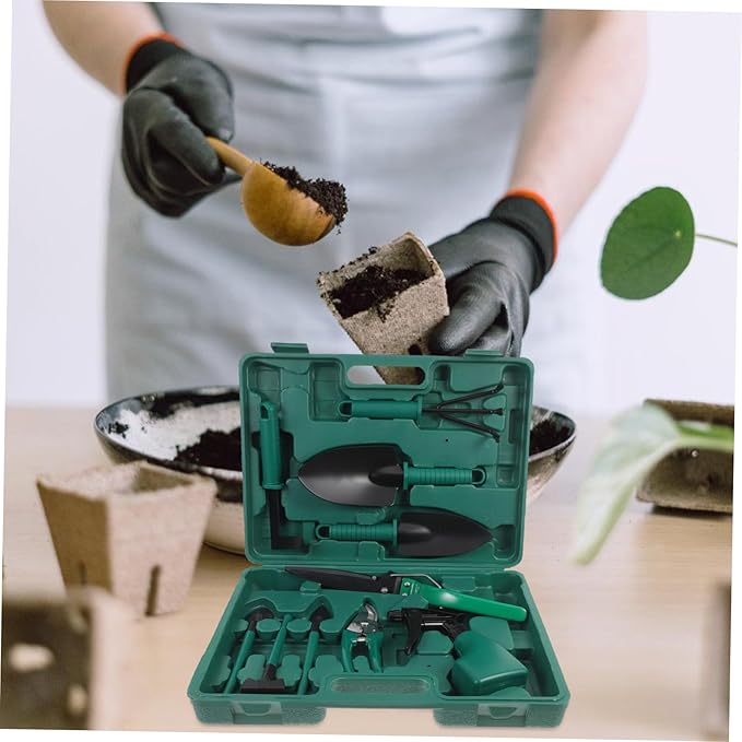 TOYANDONA Garden Tool Set Kit Shovel Rake Shear Sprayer Storage Case Heavy Duty Tools for Gardening Planting Weeding