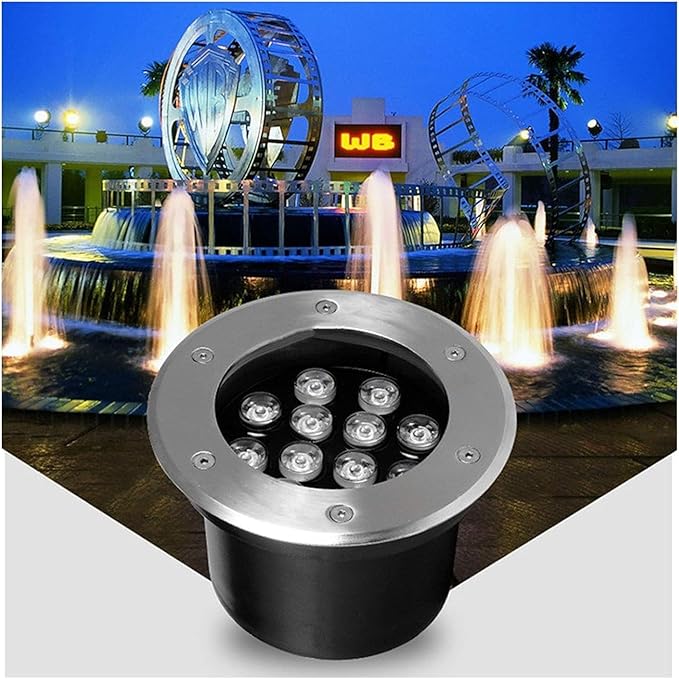 Ground Lights Underground Light Embedded Underwater Spotlight Stainless Steel IP68 Waterproof Landscape Lighting Underwater Pond Spotlight(Green18W) (Yellow 9W)