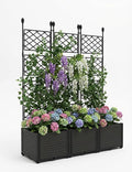 3 PCS Plastic Planter with Metal Trellis 48.8 in Privacy Screen &amp Garden Bed for Climbing Plants Freestanding Raised Box for Patio Balcony &amp Small Outdoor Spaces