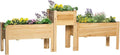Raised Garden Bed Set of 3 Wooden Elevated Planter Box with Legs and Bed Liner for Backyard and Patio to Grow Vegetables Herbs and Flowers Natural