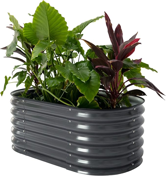 17 Tall Kids First Garden Bed 24 x 42 Raised Planter Box Outdoor Metal Galvanized Gardening Bed for Vegetables Herb &amp Flower Modern Gray