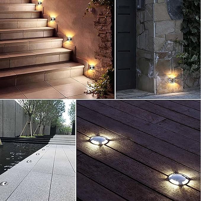 Outdoor Landscape Lamp - LED Buried Lights AC 220V Recessed Stainless Steel SpotlightOne/Two/Four Side Decorate Lighting IP67 Waterproof Ground LED Landscape Light(White1w-φ52mm)