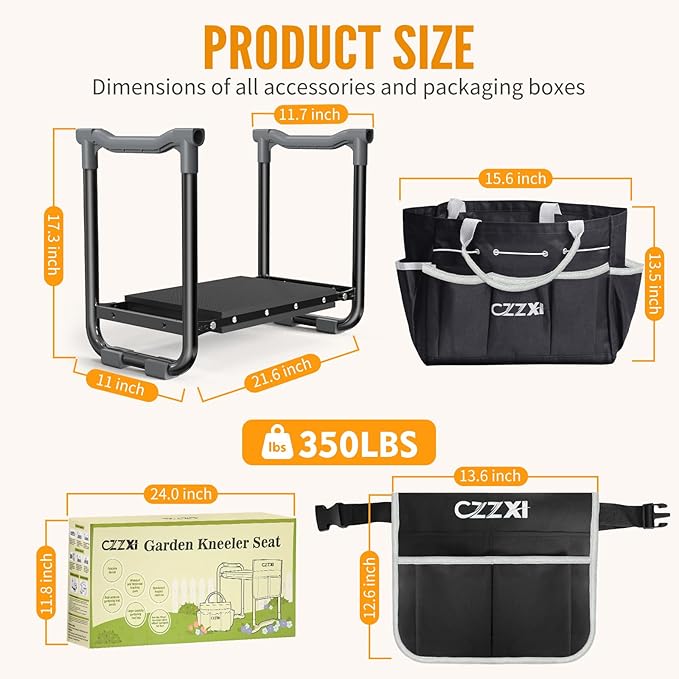 Garden Kneeler and Seat Wider and Thicker Kneeling Pad Heavy Duty Gardening Stool with Gardening Tool Pouch and Bag Garden Bench/Chair Gifts for Women Seniors