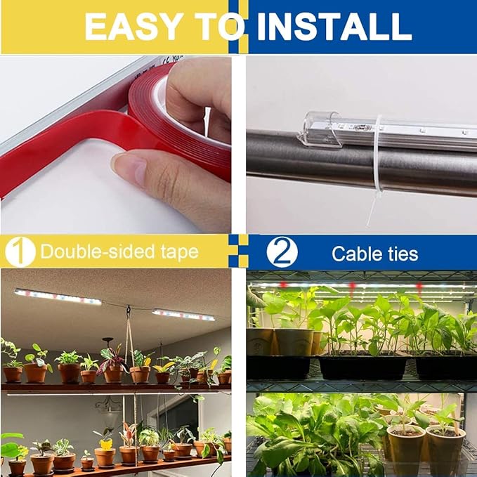 LED Plant Grow Lights Strips for Indoor Plants Full Spectrum with Auto ON &amp Off Timer T5 Sunlike Grow Lights Bar Growing Lamps for Greenhouse Shelves Hydroponics Succulent 4 Dimmable Levels
