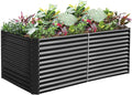 Land Guard 8x4x3ft Rectangular Galvanized Raised Garden Beds Large-Capacity Metal Planter Box Outdoor Durable Deep Raised Garden Bed 3ft Tall Raised Beds for Gardening Vegetables Modern Gray