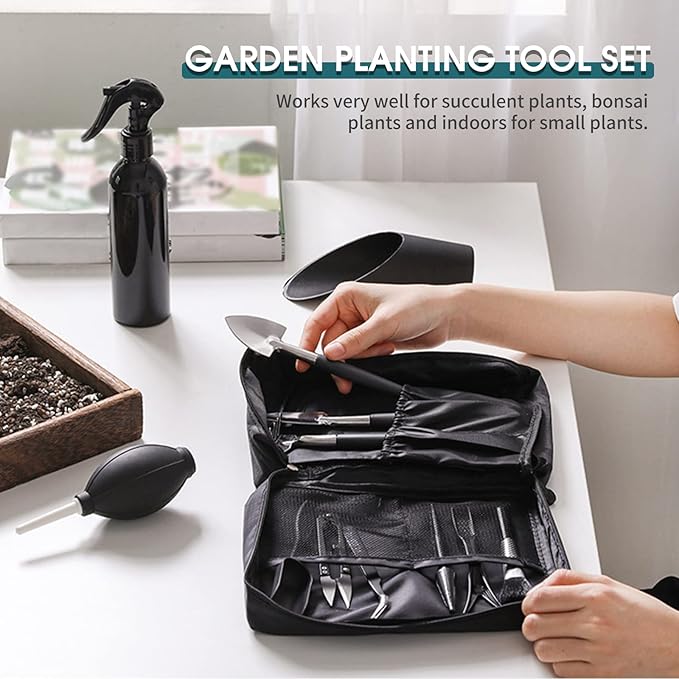 Garden Tool Set 15PCS Garden Planting Tool Set Bonsai Transplanting Gardening Tool Set Gardening Kit with Mini Planting Hand Tools for Indoor Miniature Garden Plant
