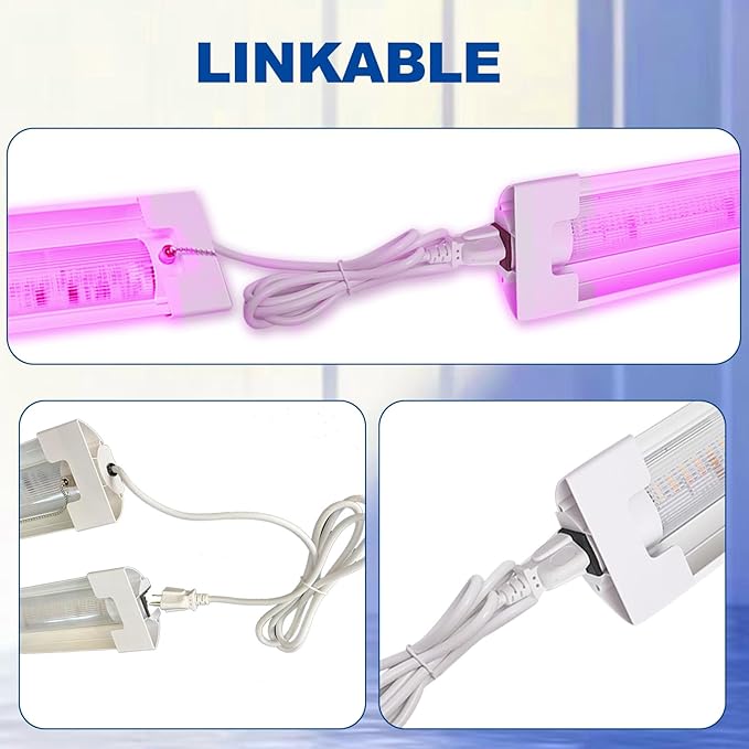 2FT LED Grow Lights for Indoor Plants Full Spectrum 2100LM &amp Red Blue Light Pull Chain Switch &amp Linkable for Indoor Plants Hydroponics Seedlings Flowers