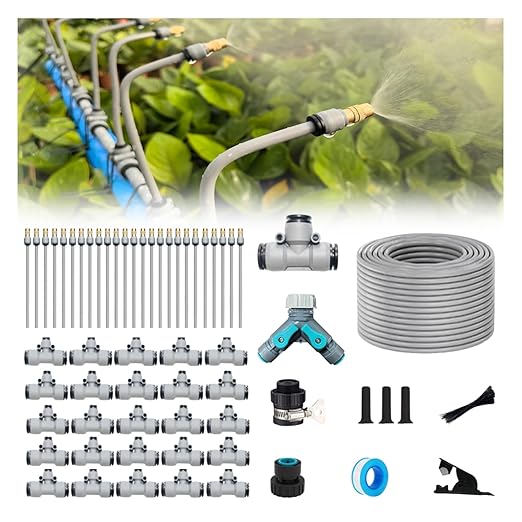 New Drip Irrigation KitsQuick Connector Automatic Irrigation Systemwith Replaceable Bending Dropperatomizing Copper Nozzle for Watering System for Garden Plant Lawn Patio. (30M)