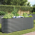 Outdoor Garden Raised Bed Galvanized Steel Garden Planter Box Metal Planter Box for Gardening Vegetables Flowers Herb 94.5x31.5x31.9 Galvanized Steel Gray-753