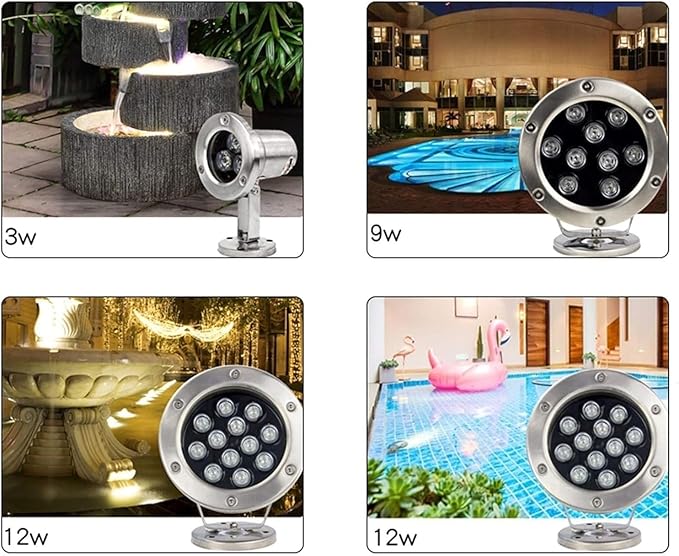 Underwater Light - 12V LED Beam Spotlight Underwater Pond Spotlight Low Voltage Fountain Lighting LED Waterproof IP68 Stainless Steel Underwater Light for Pool Fountain Pond(Red6W(12v))