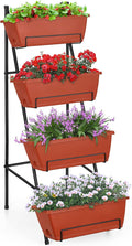 OYEAL Raised Garden Bed 4 Tier Vertical Garden Planter Indoor Outdoor Herb Planter with Legs Elevated Garden Planters for Flowers Vegetables Plants Brick Red