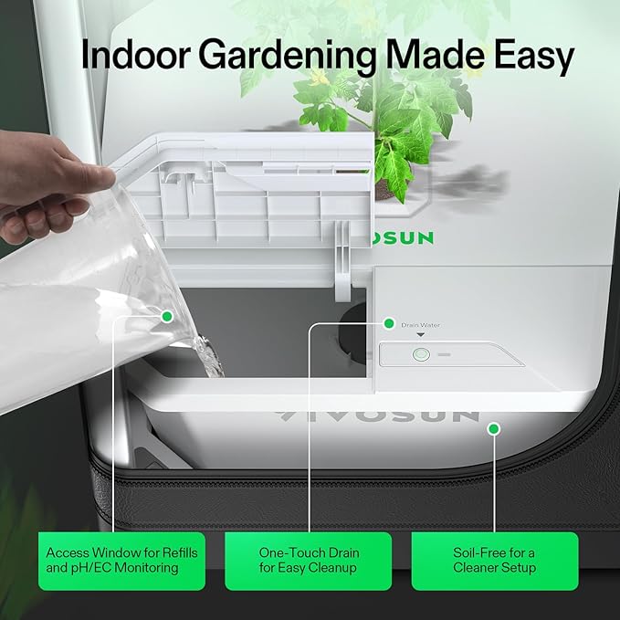 VIVOSUN VGrow DWC Hydroponics System Kit Only for VGrow Smart Grow Box Not Compatible with E42A/E42A+/A22/A10Not Used in Grow Tent 4-Gallon with Air Stones &amp Rapid Rooters