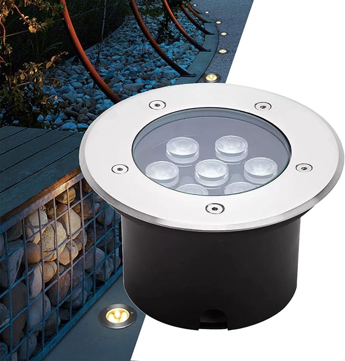IP65 Waterproof LED Ground Lights - 12W Aluminum Recessed Outdoor Landscape Lighting for Garden Walkway Pathway and Steps (Blue AC85-265V) (Warm White 24W)