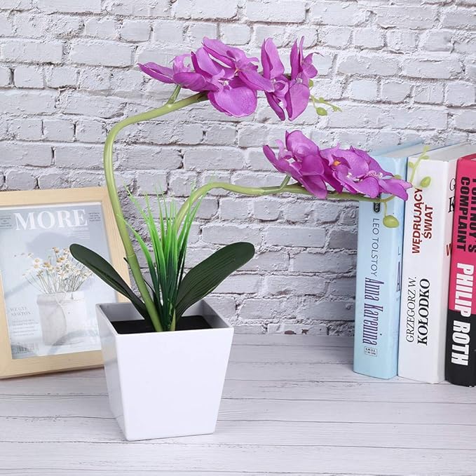 9LED Artificial Flower Pot Lamp Simulation Phalaenopsis Bonsai Flower Light Foldable DIY Decorative LED Flower Lamp with Bright White LEDs for Home Office Garden