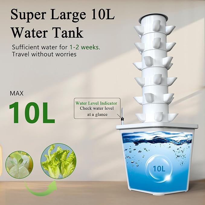 Hydroponics Growing System 30-Plant Indoor Hydroponic Tower with Pump System Plants Germination Kit Smart Aeroponic Herb Garden Vertical Hydroponic System for Gardening Lover (No Seed)