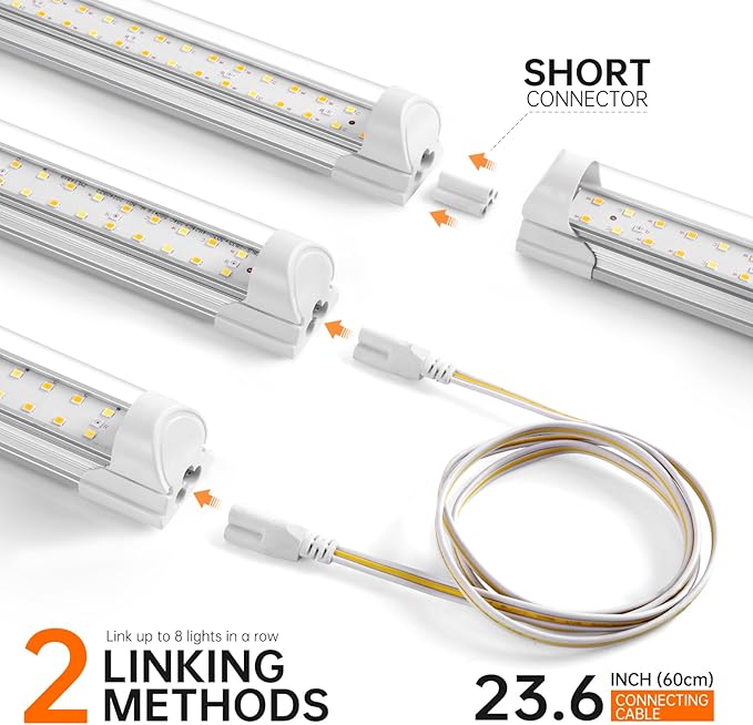 Bstrip Grow Light 2FT 48W (2 X 24W) Plant Light with Timer Full Spectrum with 660nm Red LEDs Linkable Design 3686K T8 Grow Lights for Indoor Plants Greenhouse Seeding 2-Pack