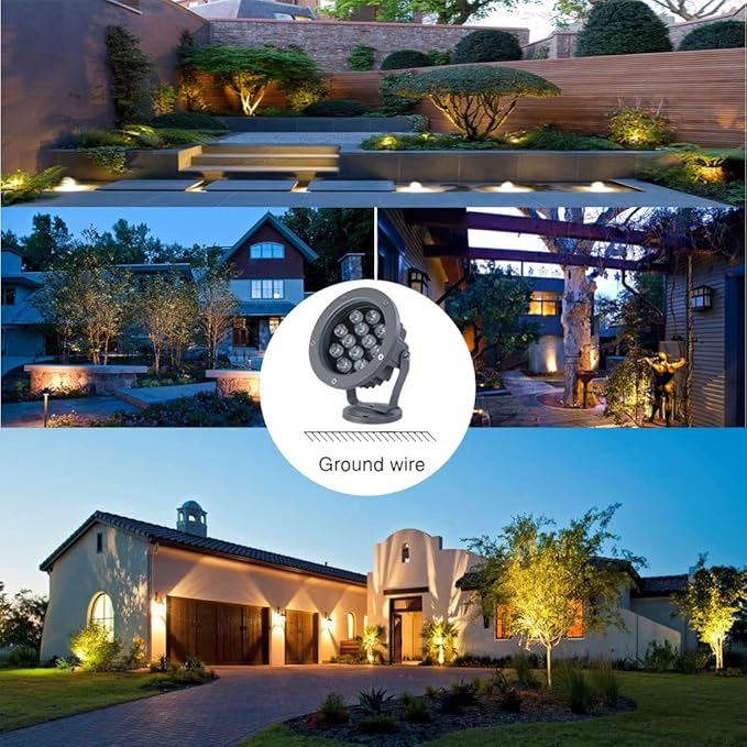 Kiven LED Plug-in Landscape Waterproof Downlight 12W LED Decorative Spotlight Lamp 110V with Plug for Indoor Outdoor Wall LightingIn-Ground Outdoor Landscape Lighting for Patio Pathway Lawn（3200K）