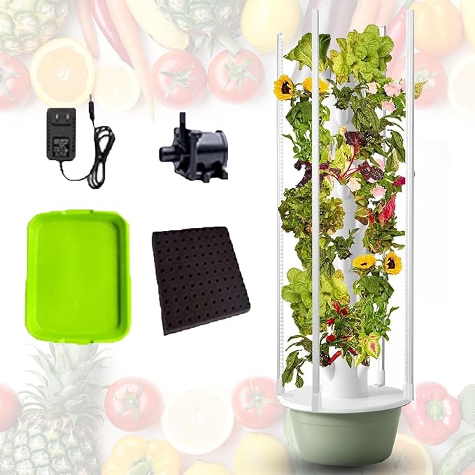 Indoor Vegetable Planter Garden Towers Hydroponics Growing System Hydro Growing System with LED Light Plants Indoor Hydroponic Vegetable Tower for Gardening Lover5Layers/20Pots