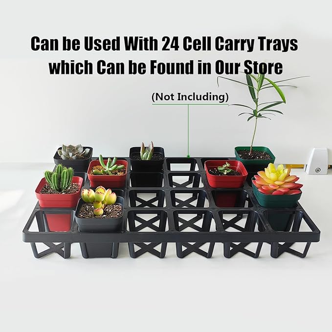 Square Plastic Nursery Pot 3 120 Pcs Deep Succulent Pots Small Flower Planter Seeds Starter Pots with Drainage (GreenBlackRed 40pcs Each2.7Inches)