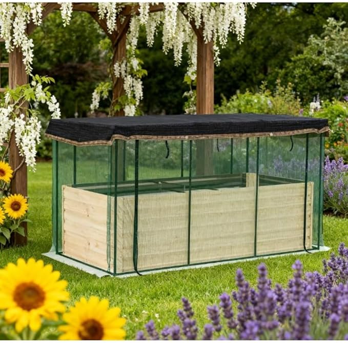 Heavy-Duty Galvanized Steel Raised Garden Bed Kit with Assembly Tools Sturdy Planter Box for Vegetables Flowers and Herbs (Beige + HDPE + Steel)