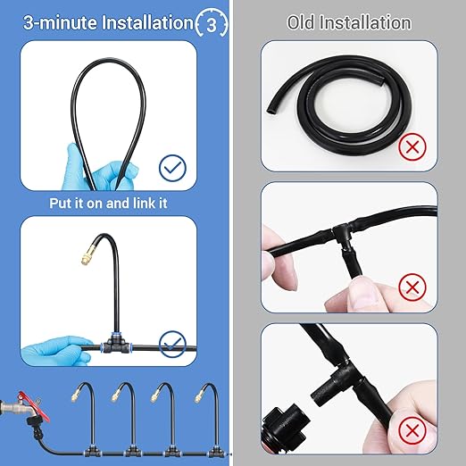 ASEVAT 50FT/66 Pcs Drip Irrigation Kit Plant Watering System Quick-Connect Micro Misting kit for Greenhouse Blank Distribution Tubing DIY Automatic Irrigation Equipment Set for Garden (50FT)