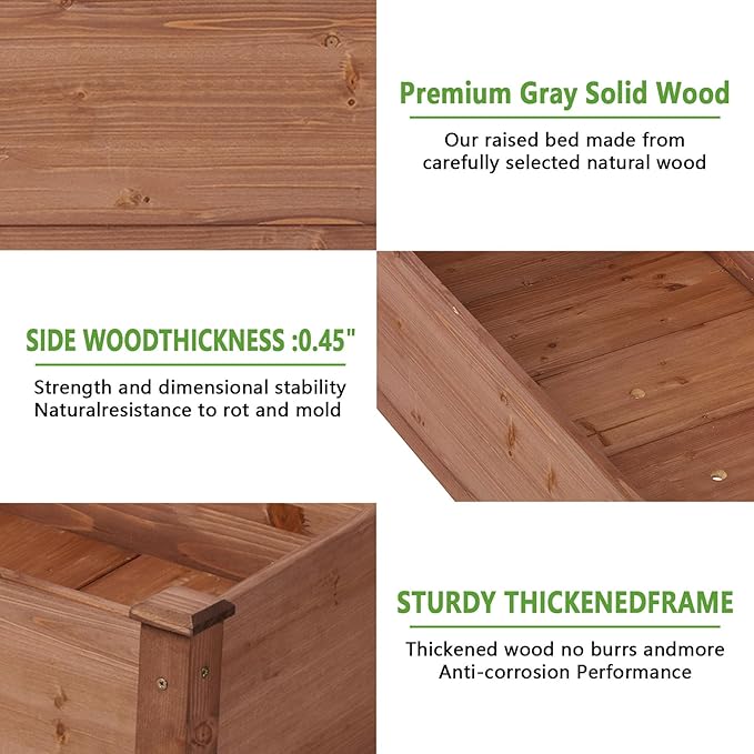 Raised Garden Bed 48x24x30 Inch Elevated Wooden Planter Box Stand with Legs Standing for Vegetable Flower Herb Outdoor Gardening Backyard Patio30 Inch Height 380 lbs Capacity(Coffee)
