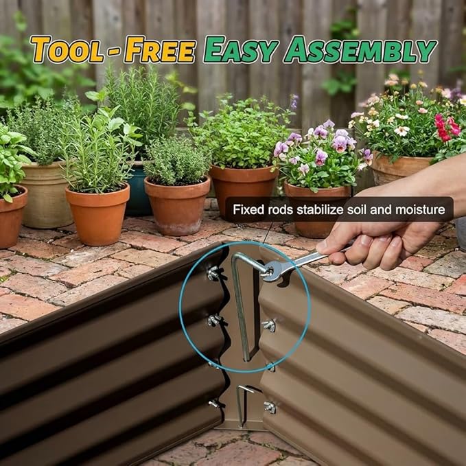 8x4x2 ft Galvanized Raised Garden Bed Large Metal Planter Box for Vegetables Fruits Flowers Herbs Brown Outdoor Gardening