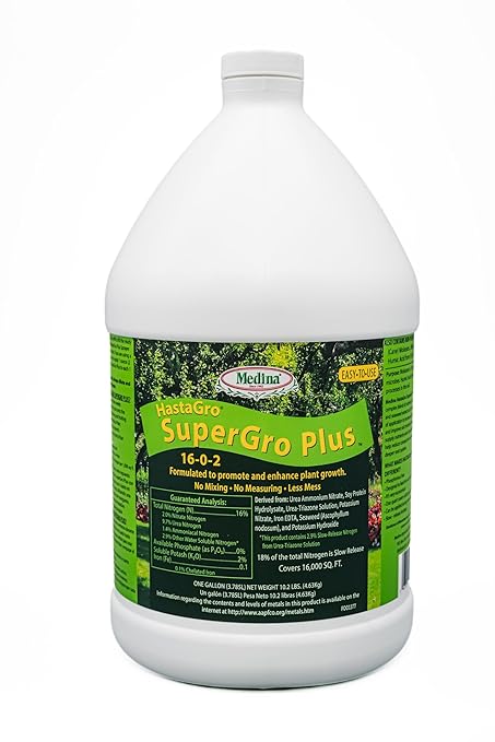 Medina Agriculture Products HastaGro 16-0-2 SuperGro Plus No Phosphorus Lawn Fertilizer with Molasses and Humic Acid