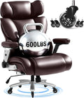 FLEXISPOT 600lbs Big and Tall Office Chair for Heavy People Heavy Duty Computer Desk Chair with Dynamic Lumbar Support 2D Armrest Blade Wheels Chairs for Home Office Gaming Working Leather Brown