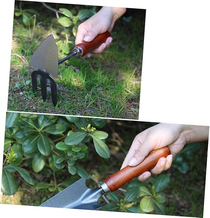 4pcs Mini Garden Tool Set Shovel and Spade with Thickened Iron Blades and Wooden Handles for Planting and Potting in Garden and Patio