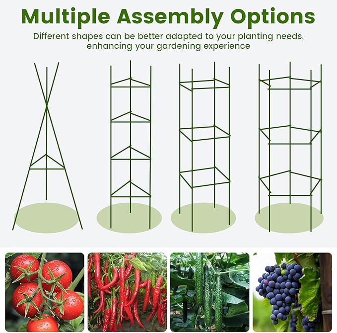 3 Pcs 2x2x1ft Round Galvanized Raised Garden Bed Kit with Tomato Cages Metal Planter Box Outdoor Raised Garden Beds for Gardening Vegetables Flowers Green
