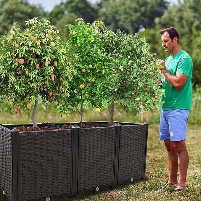 Raised Garden Beds Planters for Outdoor Plants Box Plastic Elevated Garden Bed Kit for Vegetables Flowers Herbs in Backyard Patio Balcony