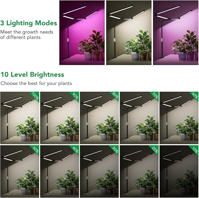 Sondiko Tall Full Spectrum Grow Lights for Indoor Plants LED Grow Light with Automatic Timer 9-Level Dimmable Adjustable Lamp Angle Plant Lights for Indoor Growing