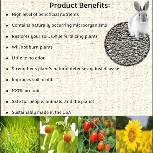 Rabbit Manure Fertilizer. 2-1-1 N-P-K. 2lb Bag of Dry Pellets