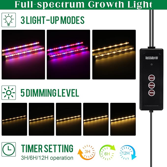 Seed Starter Kit 40-Cell Seed Starter Tray with Grow Lights Full Spectrum Seedling Heat Mat 40 Peat Pellets Seeds Starting Soil Plant Labels Garden Tools for Germination Seeds Growing Green