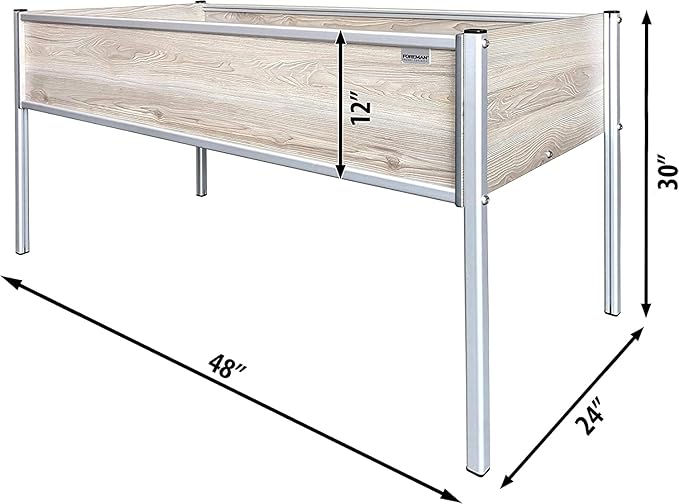 Foreman Raised Garden Bed on Legs – Weather-Resistant Raised Garden Bed (48 x 24 x 30) with Drainage Ideal Raised Garden Bed for Vegetables &amp Flowers – 300 lb Capacity Callisto Wood Grain