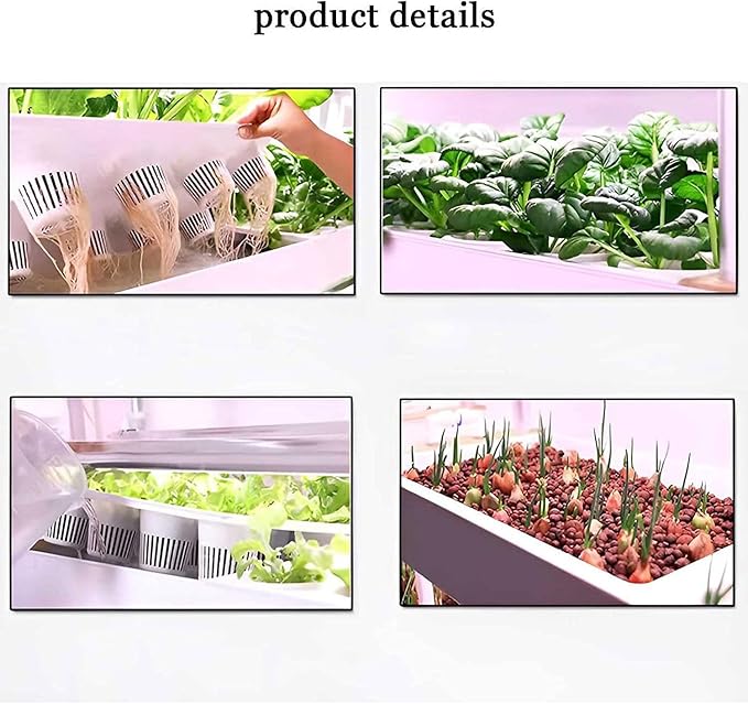 Hydroponics Tower 48/64 Hole Garden Hydroponic Growing System with LED Grow Light Planting Spaces PVC Vegetables Aeroponics Grow Kit for Herbs Fruits and Vegetables64hole