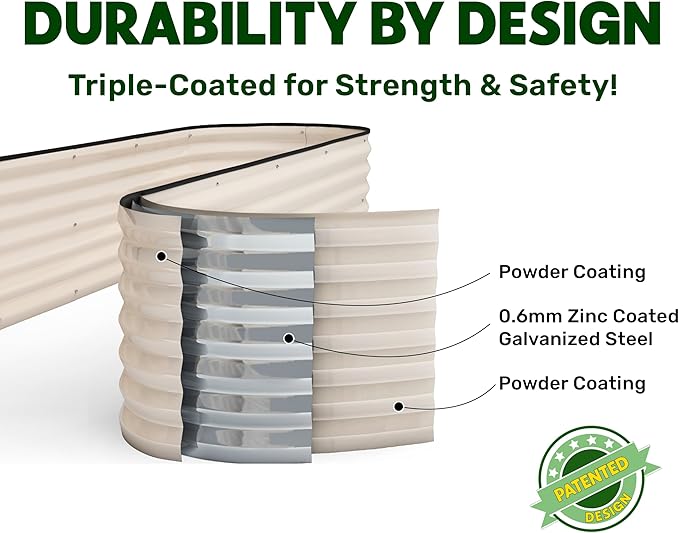 9-in-1 Galvanized Steel Raised Garden Bed 8×2×1.5 ft with Seed Spacer Tool Kit // Tall Modular Metal Planter &amp Square Foot Gardening Seed Template for Organized Planting of Vegetables &amp Fruits