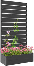 Outsunny Raised Garden Bed with Trellis for Climbing Plants Planter Box with Self Draining Gap Freestanding Trellis Planter for Outdoor Patio Deck 35.75 x 15 x 70.75 Black