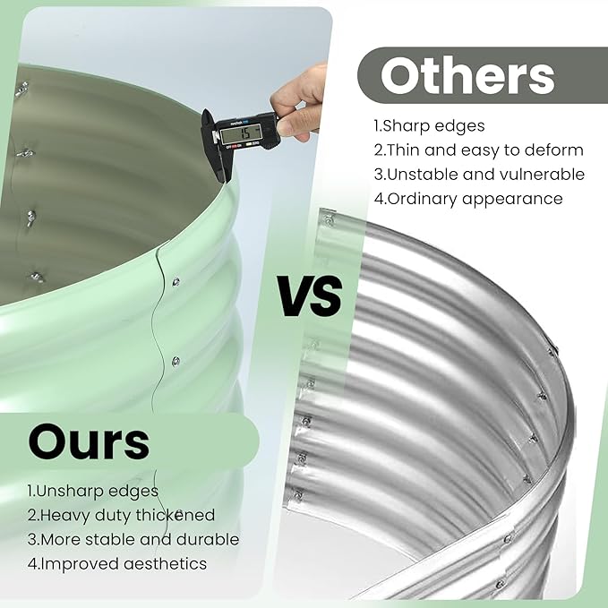 2-Pack Oval Raised Planter Bed 6x3x1FT Green Galvanized Metal for Outdoor Flowers