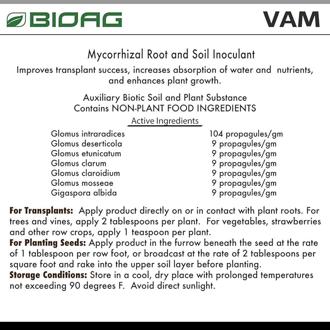 BioAg VAM Endo-Mix 7-Blend Mycorrhizal Root &amp Soil Inoculantfor Transplanting Root Growth Seed Germinating All Plants Lawn (300 Grams) (BA78003)