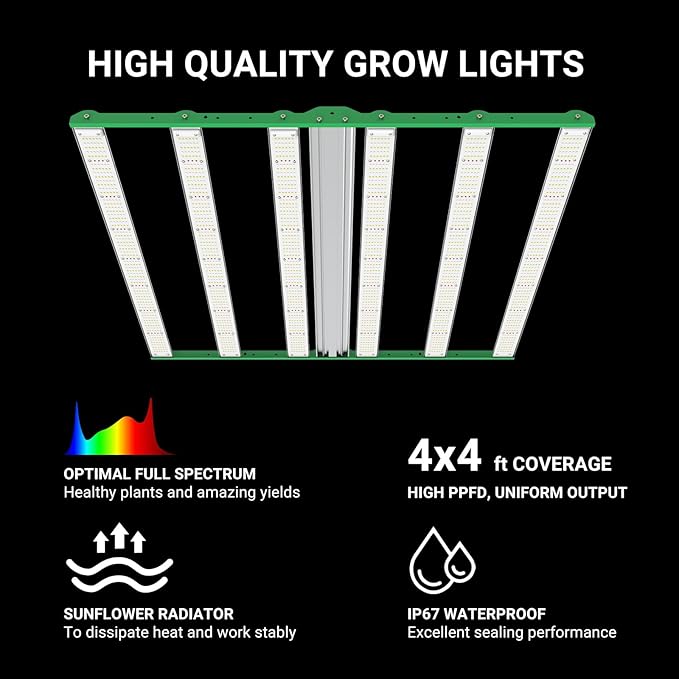RDJ Bouns 720W LED Grow Light for 4x4 Grow Tent U60 2Pack with Under-Canopy Grow Light Cascade Cable Harness Full Spectrum Commercial Dimmable Lighting for Indoor Plants