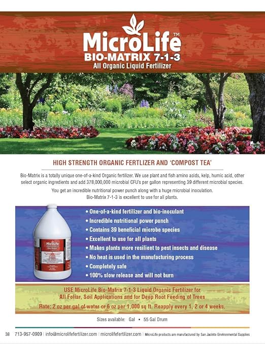 MicroLife Bio-Matrix (7-1-3) Professional Grade Liquid Organic Biological Fertilizer 1 Quart