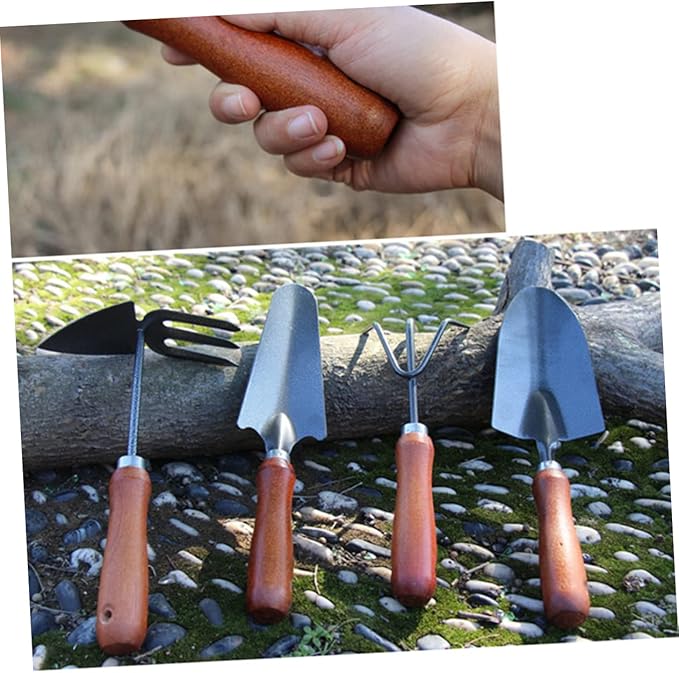 Sosoport Iron Mini Paint Spatula Garden Tools Set Wooden Handle Shovel for Gardening Perfect for Cultivating and Weeding