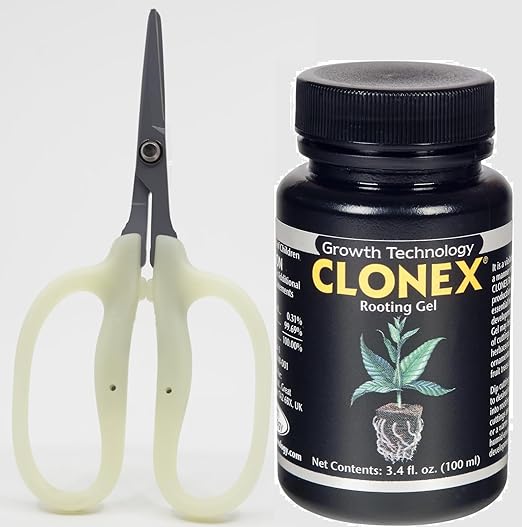 Clonex 100ml Cloning Gel &amp Obsidian Drake Pro Hort Scissors Bundle - Rooting Gel with Non-Stick Fluorine L-Shape Blade Trimming Scissors for Gardening