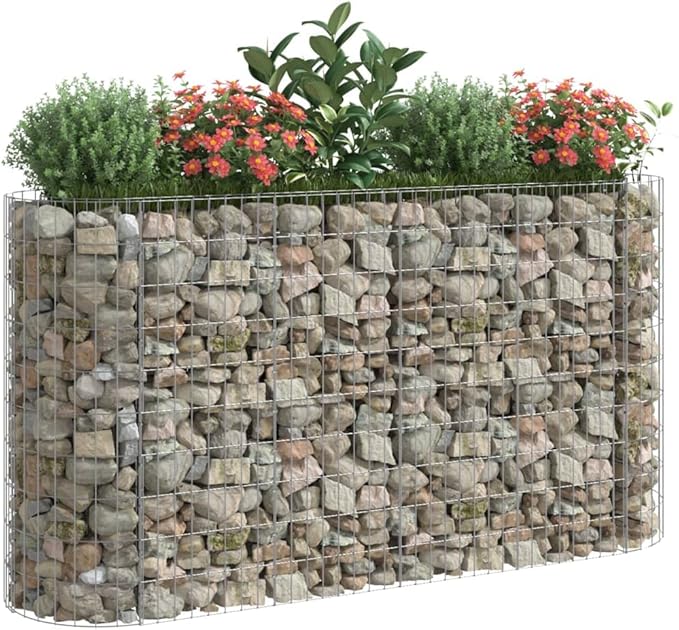 Galvanized Metal Gabion Planter Box 74.8x19.7x39.4 Large Outdoor Gardening Beds for Vegetables and Flower Plant