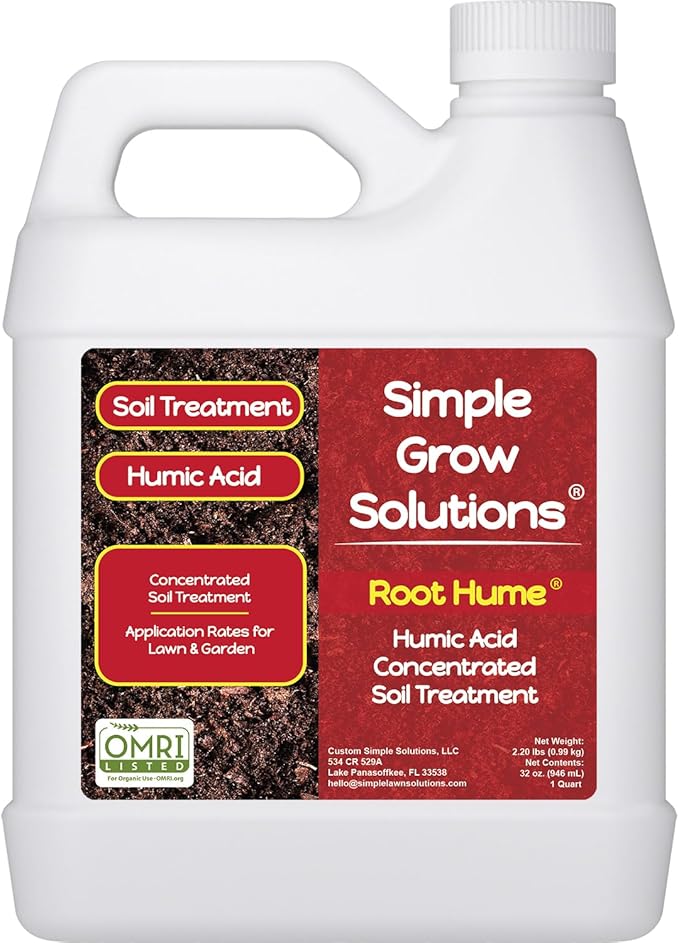 Raw Organic Soil Conditioner- Root Hume- Simple Grow Solutions- Natural Plant &amp Lawn Treatment- Nutrient Food Enhancer- Concentrated Liquid Humic - Grass Tomatoes Citrus Flowers Vegetables