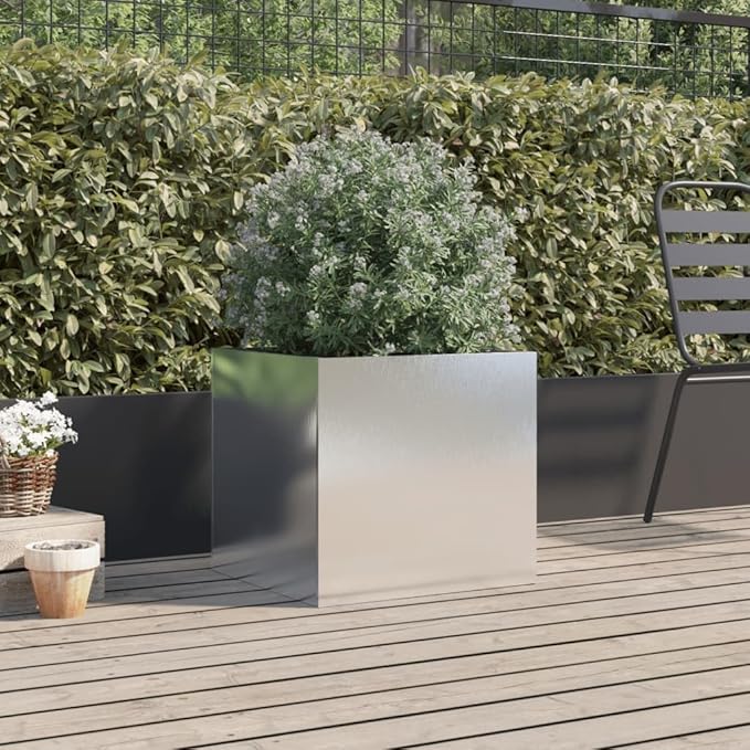 Stainless Steel Raised Garden Bed Planter Silver 19.3 x 18.5 x 18.1 Sturdy Elevated Garden Box for Flower Beds Patio Planters Outdoor Vegetable Garden
